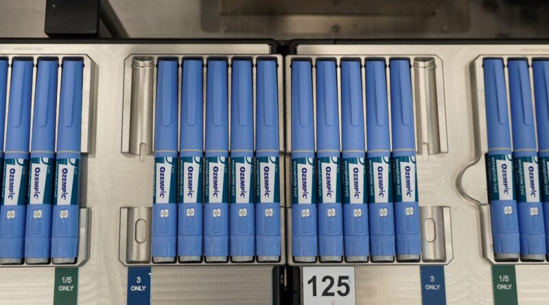 Pens for the diabetes drug Ozempic sit on the production line at Danish drugmaker Novo Nordisk's site in Hillerod, Denmark.