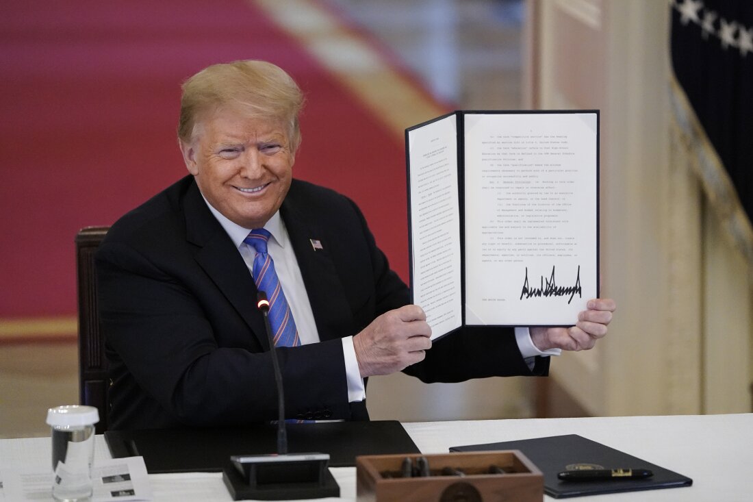 Then President Donald Trump signed an executive order related to changing the federal hiring process on June 26, 2020.